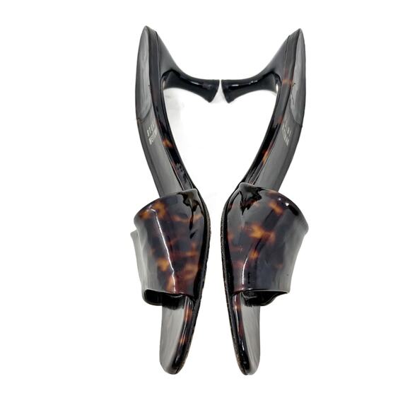 Vintage Stuart Weitzman Tortoise Patent Leather Kitten Heel Sandals Womens sz 6 - Picture 7 of 16